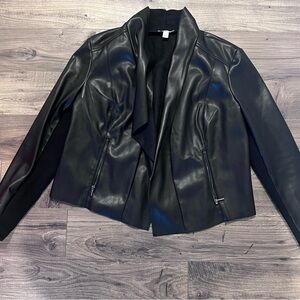 Bar iii Chic Black FlyAway Faux Leather Jacket